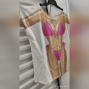 Fun Pink Bikini Print Women's Pajama Top